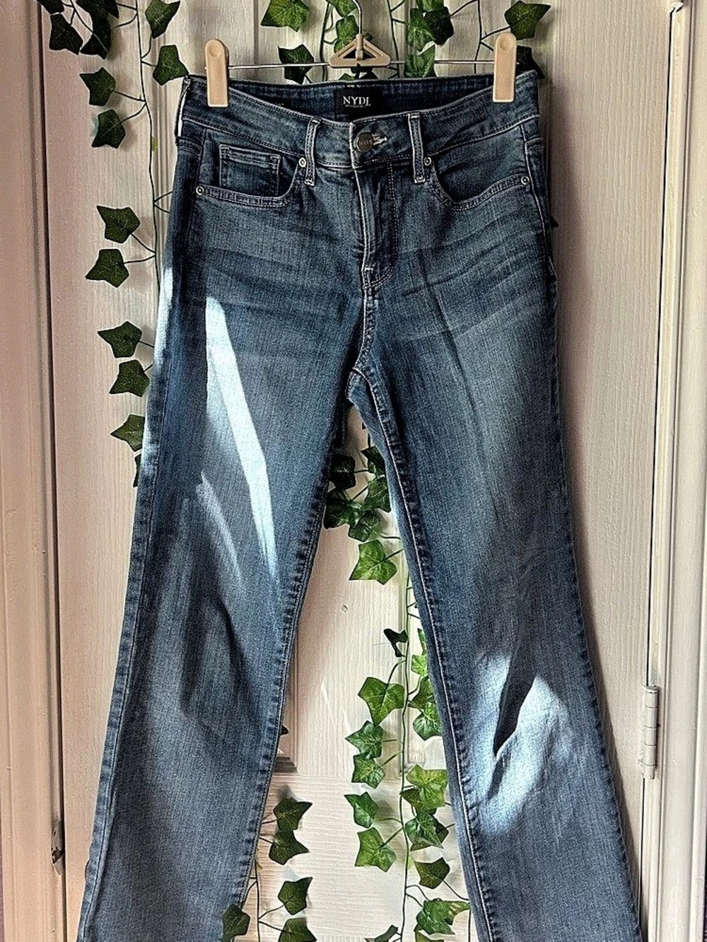 NYDJ Marilyn Straight Jeans Women's Straight Leg Blue Waist 2